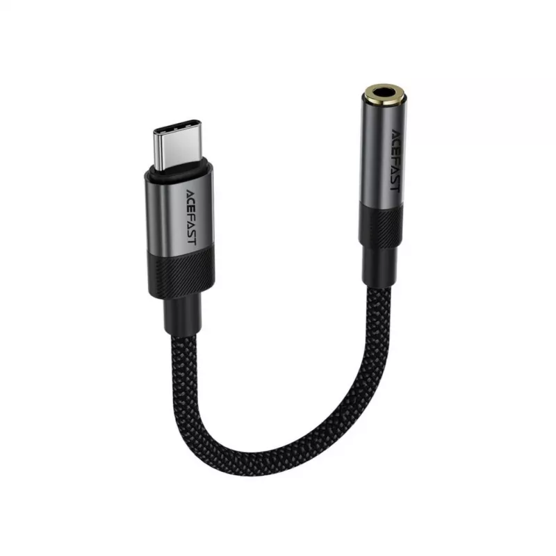 Acefast USB-C naar 3,5 mm J12 audio-adapter Zwart