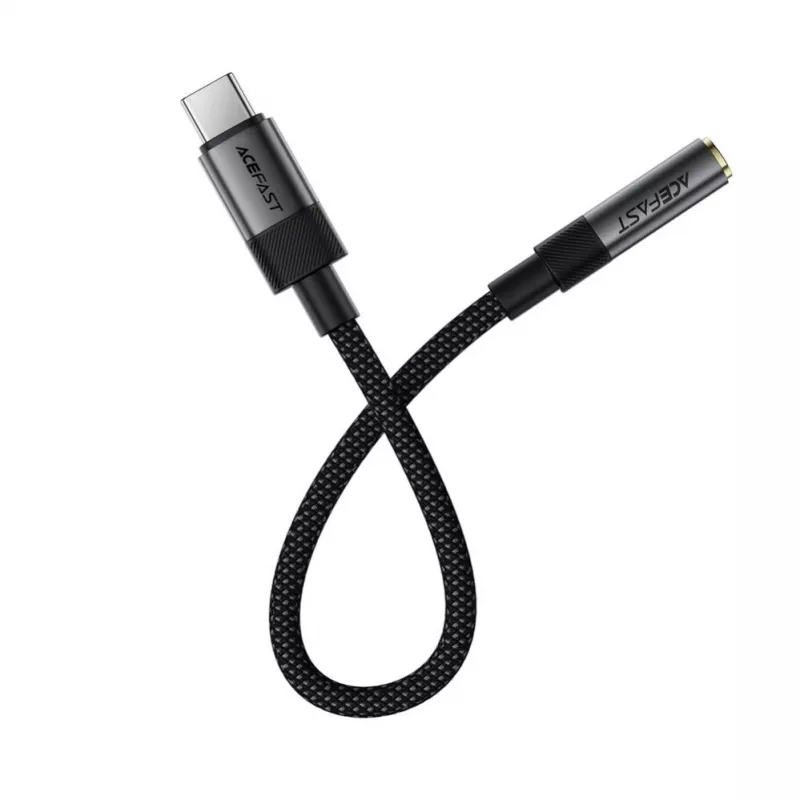 Acefast USB-C naar 3,5 mm J12 audio-adapter Zwart