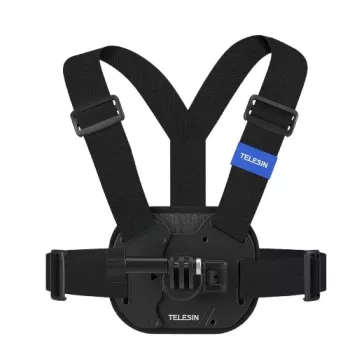 TELESIN borstgurthouder voor Insta360 GoPro SJCAM DJI Xiaomi actiecamera's - zwart