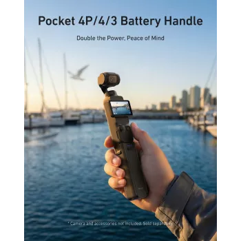 TELESIN 5000mAh accugrip powerbank voor DJI Osmo Pocket 3 / 4, USB-C, zwart