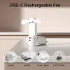 JISULIFE Handheld Fan 8 wit draagbare USB-ventilator met powerbank 2000mAh en zaklamp