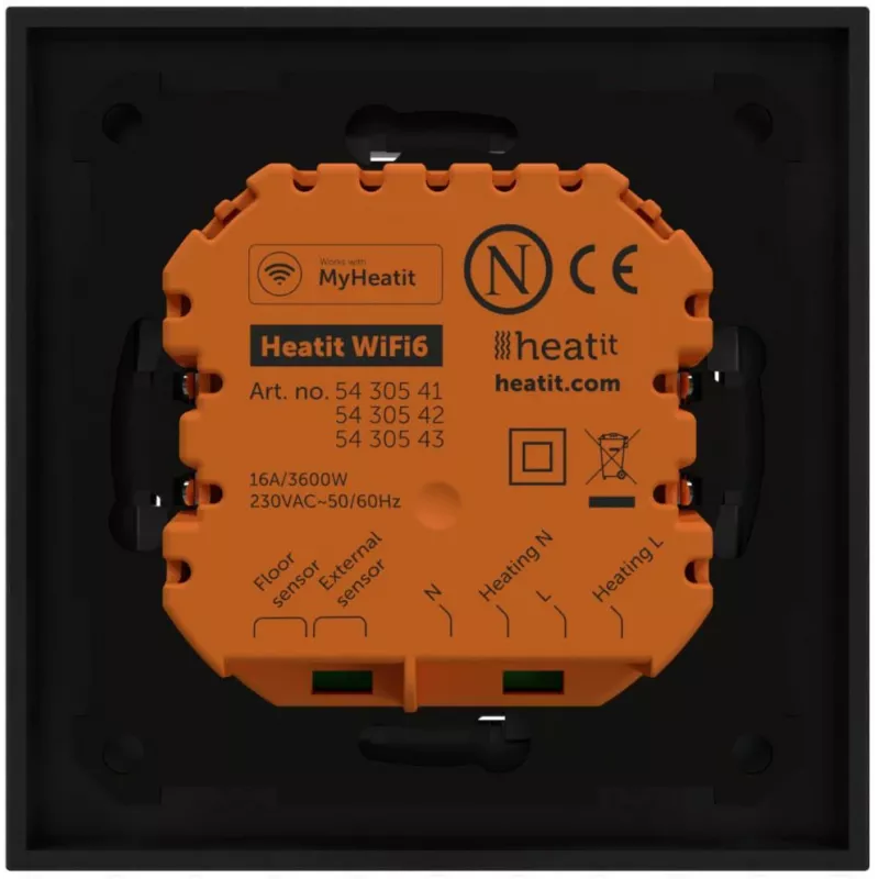 HEATIT WiFi6 zwart mat Wi-Fi thermostaat 3600W 16A