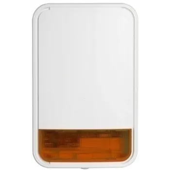 DSC PowerG draadloze buitensirene met flitslicht, 868 MHz, 110 dB, batterijgevoed, wit/rood