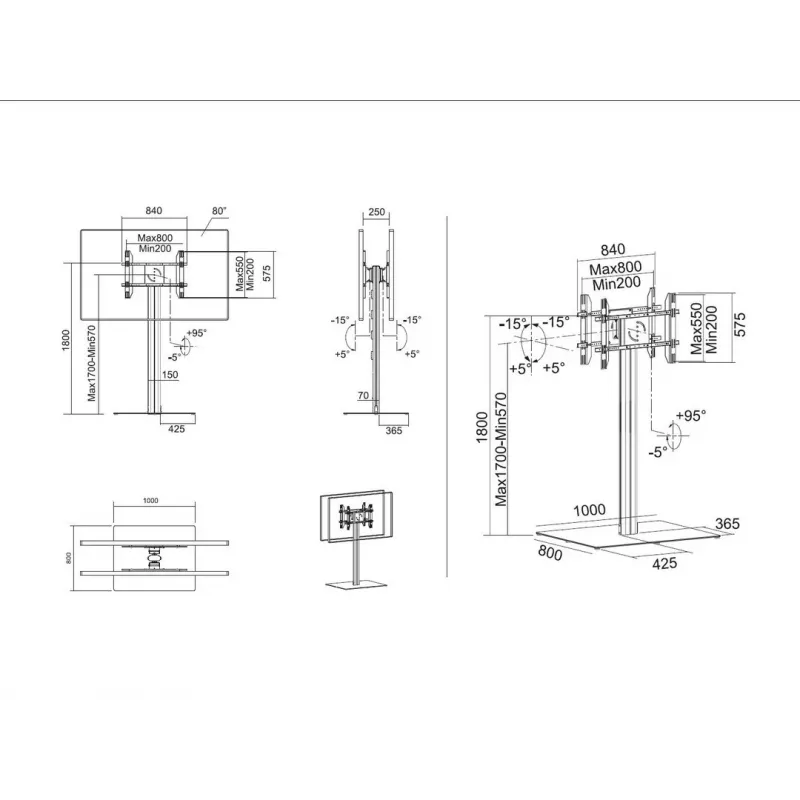MULTIBRACKETS M Public Display Stand 180 HD Back to Back Zwart met Vloerbase