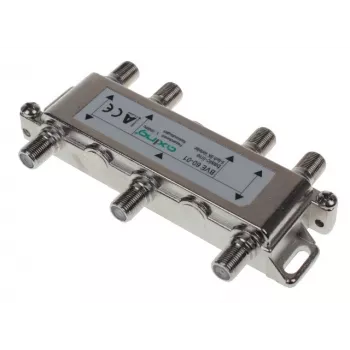 AXING AX BVE 6-01 6-voudige TV/SAT-verdeler, 75 Ohm, F-aansluiting, Spuitgietzink, Zwart