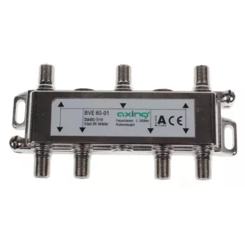 AXING AX BVE 6-01 6-voudige TV/SAT-verdeler, 75 Ohm, F-aansluiting, Spuitgietzink, Zwart