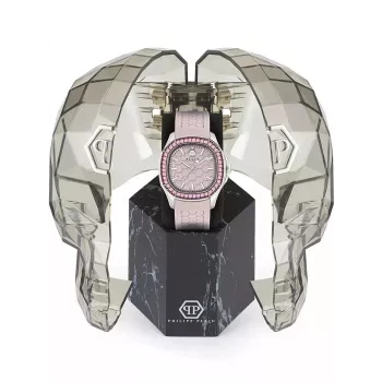 Philipp Plein dameshorloge PWTAA0123 38mm quartz horloge met zwart siliconenband