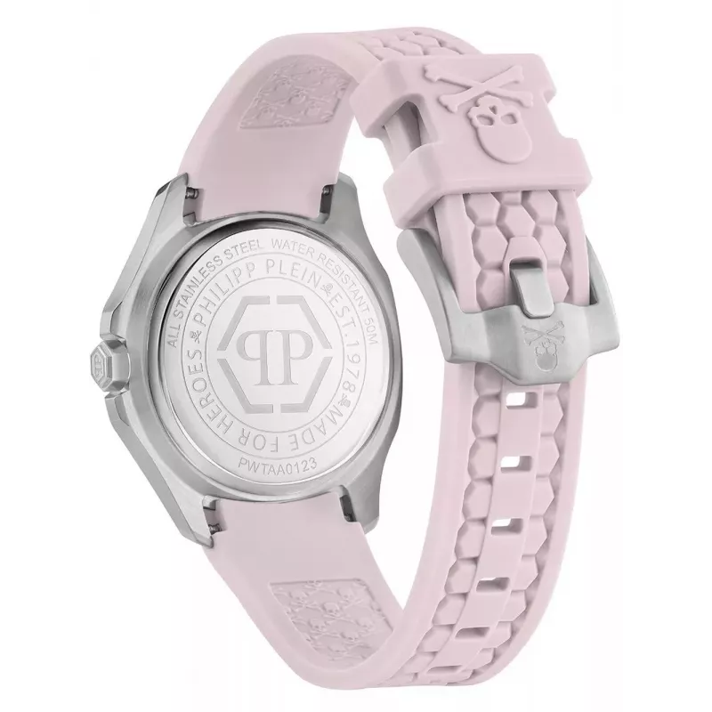 Philipp Plein dameshorloge PWTAA0123 38mm quartz horloge met zwart siliconenband