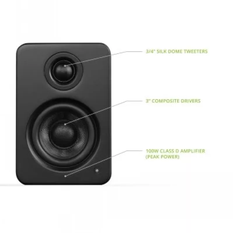 Kanto Audio YU2MB-CG 3-driver actieve luidspreker met USB-DAC en 3,5 mm AUX - mat zwart (incl. netsnoer type C & G)