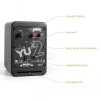 Kanto Audio YU2MB-CG 3-driver actieve luidspreker met USB-DAC en 3,5 mm AUX - mat zwart (incl. netsnoer type C & G)