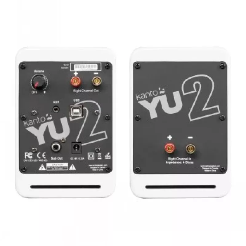 KANTO AUDIO YU2MW-CG actieve boekenplankluidspreker met USB-DAC en 3,5 mm AUX - mat wit (incl. netsnoer type C & G)