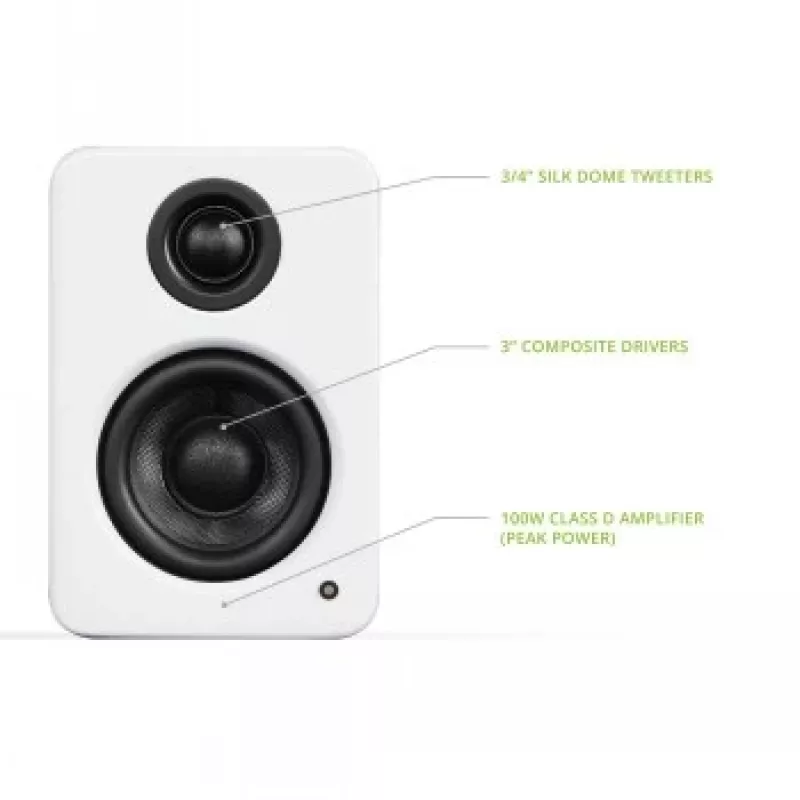 KANTO AUDIO YU2MW-CG actieve boekenplankluidspreker met USB-DAC en 3,5 mm AUX - mat wit (incl. netsnoer type C & G)