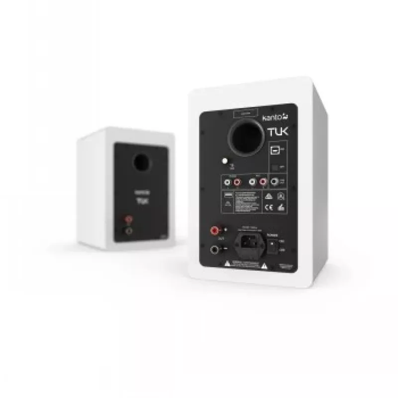 KANTO AUDIO TUKMW-FG premium actieve luidspreker met hoofdtelefoonuitgang, USB-DAC, ingebouwde phono-voorversterker, Bluetooth, mat wit (incl. netsnoer type F & G)