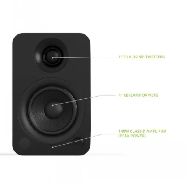KANTO AUDIO YU-CG actieve boekenplankluidspreker met Bluetooth en RCA-ingang - zwart vinyl (incl. type C & G netsnoer)