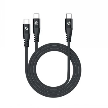 CELLY USB-C naar 2 USB-C kabel 100W Power Delivery
