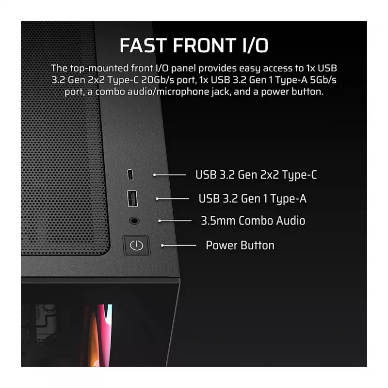 Corsair 2800X RS-R ARGB Micro-ATX pc-behuizing, gehard glas, zwart, 3x RS120-R ARGB-ventilatoren