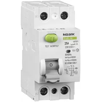 NOARK Ex9L-N 2P 25A 30mA RCCB Type AC 6kA aardlekschakelaar