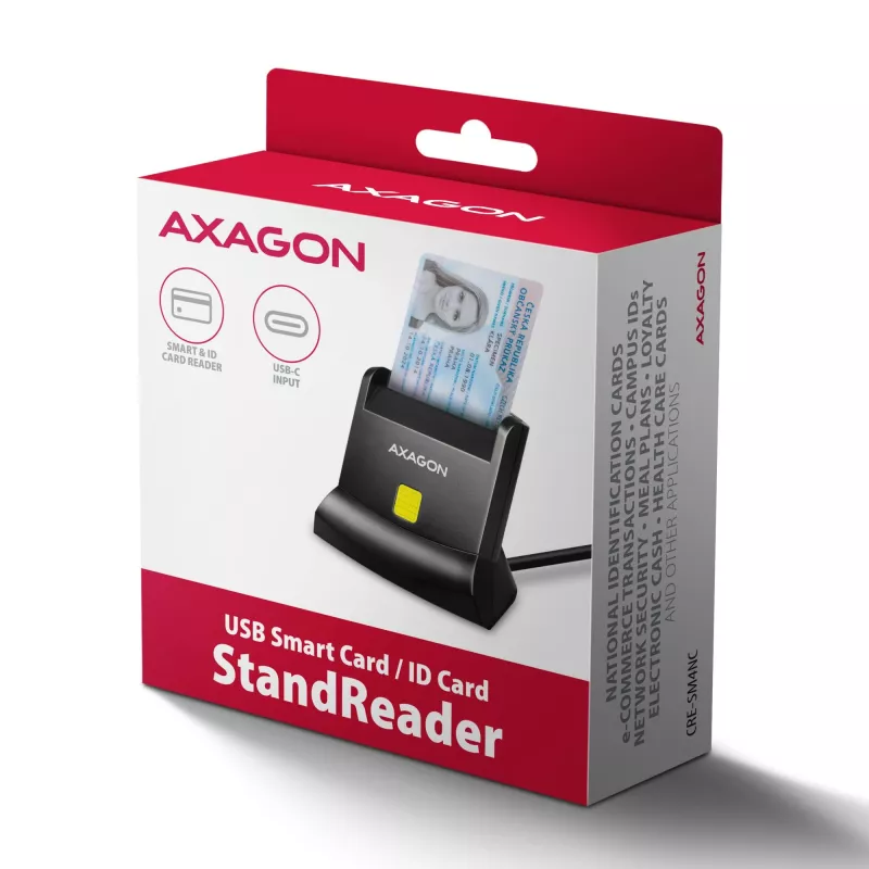AXAGON CRE-SM4NC USB-C smartcard-standlezer - zwart
