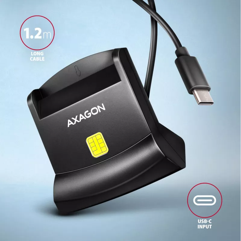 AXAGON CRE-SM4NC USB-C smartcard-standlezer - zwart