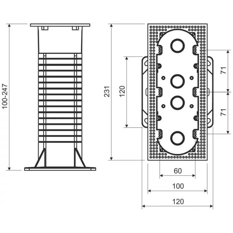 KOPOS KEZ-3_KB 3-voudige installatiedoos voor gevelisolatiesystemen, oranje