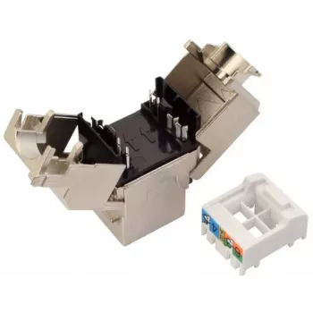 Solarix Cat.6A STP RJ45 keystone jack toolless zwart SXKJ-10G-STP-BK-SA
