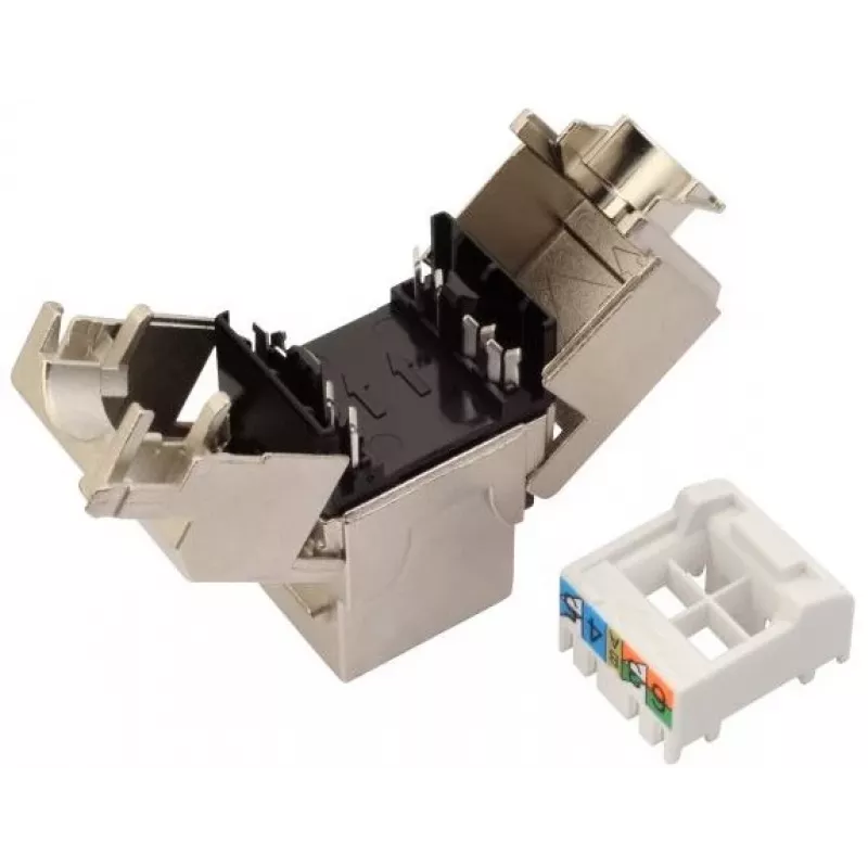 Solarix Cat.6A STP RJ45 keystone jack toolless zwart SXKJ-10G-STP-BK-SA