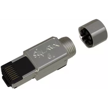 SOLARIX industriële RJ45 Cat.6A STP toolless connector, 1 stuk, zwart/zilver