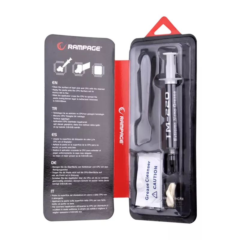 Rampage TM-220 warmtegeleidingspasta 2g voor CPU 11W/m.K, spatel + IPA