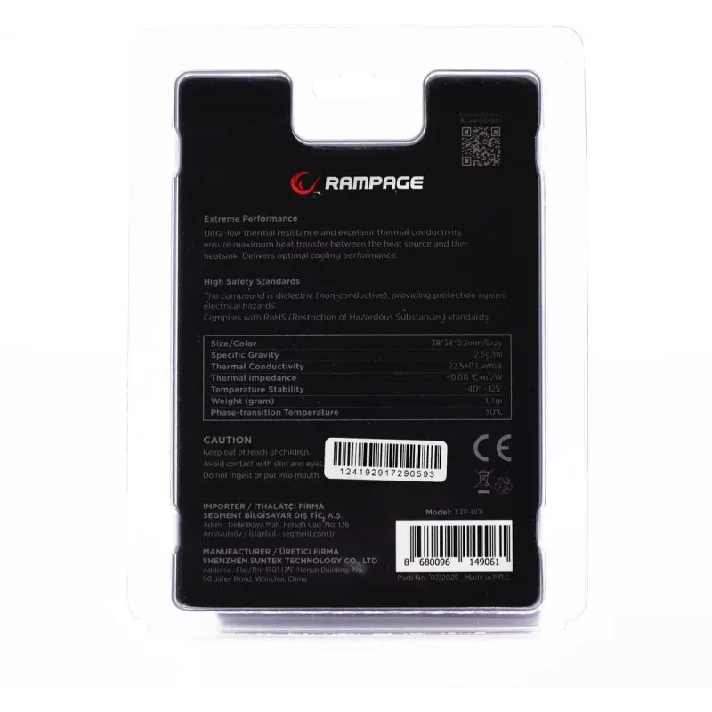 Rampage Termopad XTP-001 warmtegeleidingspad 38×38×0,2 mm PTM