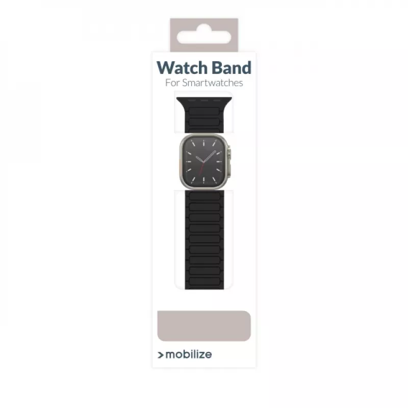 Mobilize siliconen horlogeband - magnetisch - voor Apple 38/40/41mm - zwart