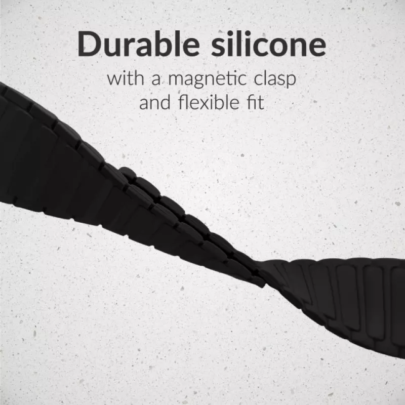 Mobilize siliconen band - magnetisch - voor Apple 42/44/45/49mm - zwart