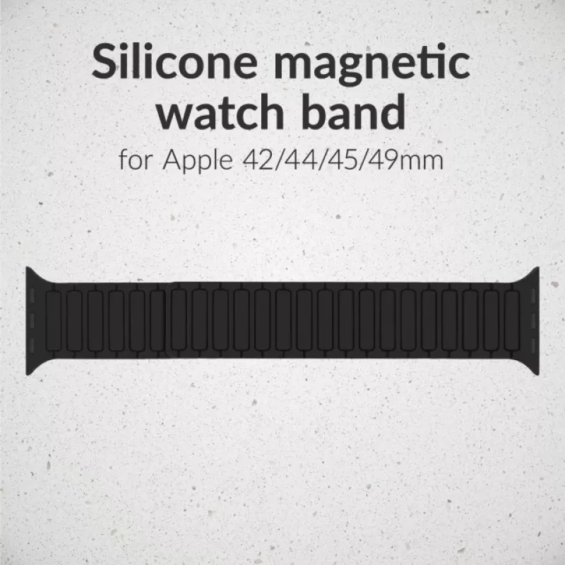 Mobilize siliconen band - magnetisch - voor Apple 42/44/45/49mm - zwart