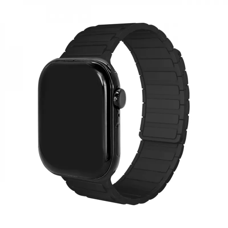 Mobilize siliconen band - magnetisch - voor Apple 42/44/45/49mm - zwart