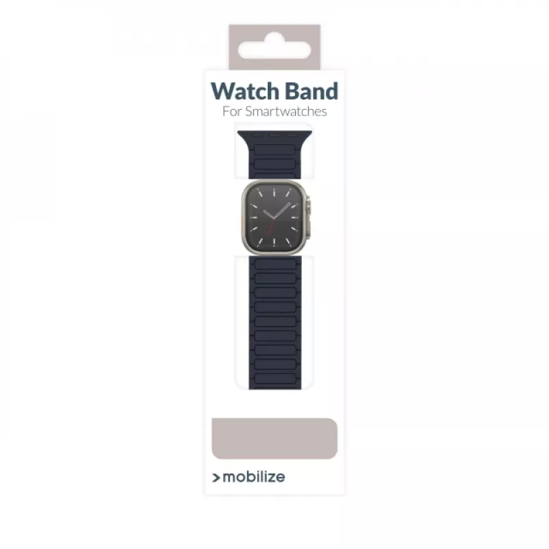 Mobilize siliconen horlogeband - magnetisch - voor Apple 42/44/45/49mm - blauw