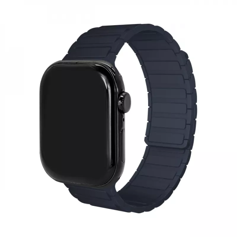 Mobilize siliconen horlogeband - magnetisch - voor Apple 42/44/45/49mm - blauw