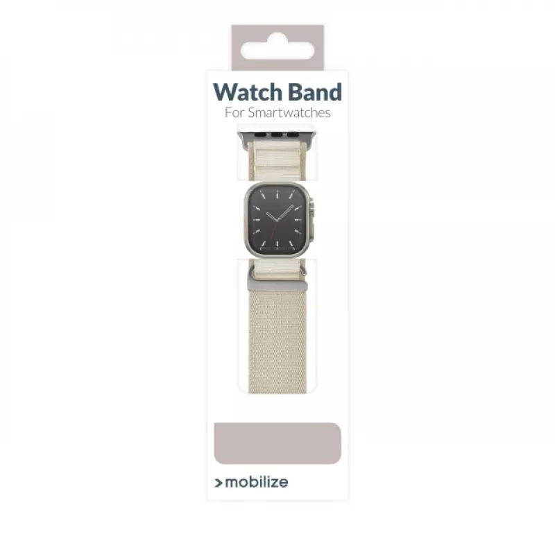 Mobilize nylon horlogeband - Alpine - titanium connector - voor Apple 38/40/41mm - starlight