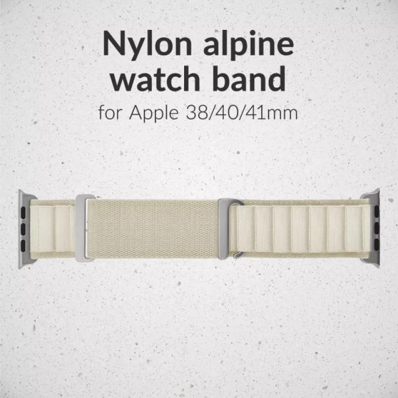 Mobilize nylon horlogeband - Alpine - titanium connector - voor Apple 38/40/41mm - starlight