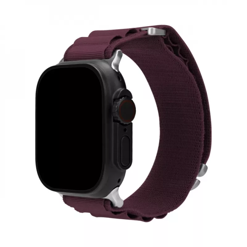 Mobilize nylon horlogeband - Alpine - titanium connector - voor Apple 38/40/41mm - bordeaux