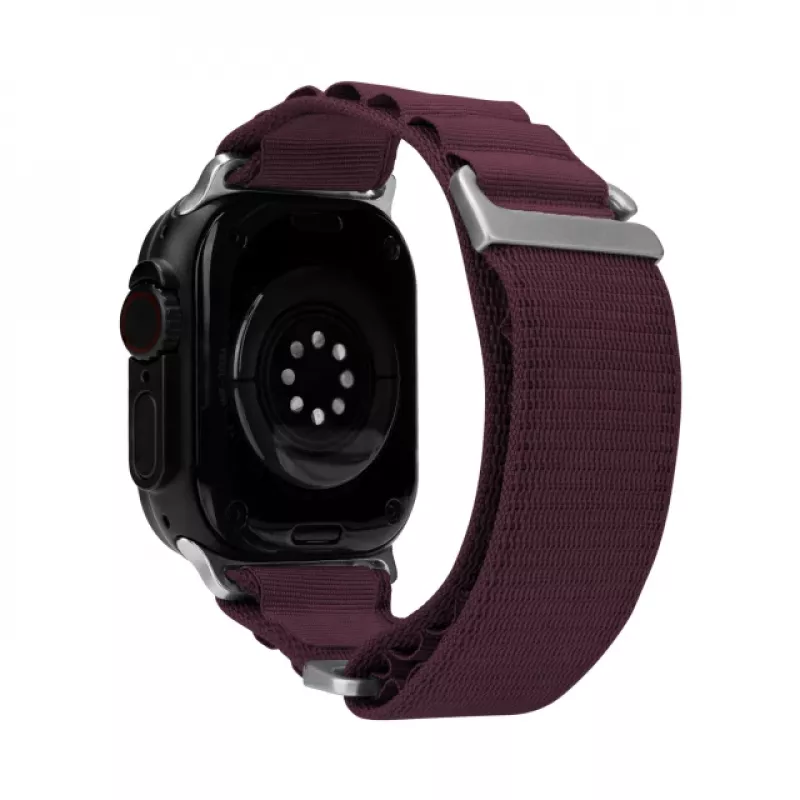 Mobilize nylon horlogeband - Alpine - titanium connector - voor Apple 38/40/41mm - bordeaux