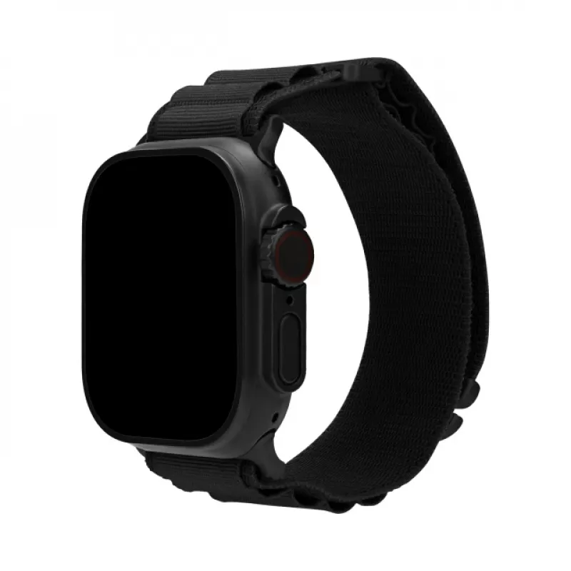 Mobilize Nylon Watch Band - Alpine - Black Connector - voor Apple 38/40/41mm - zwart