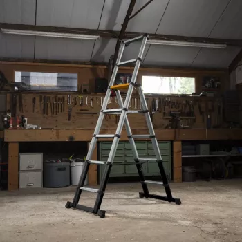 Batavia 7065240 Telescoopladder 205 cm, 150 kg belasting, geëloxeerd aluminium, Zilver/Zwart