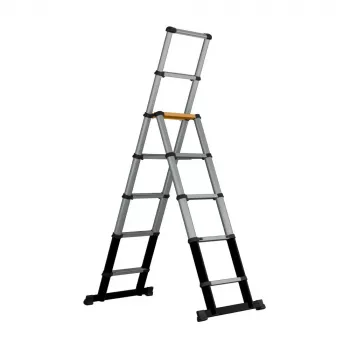 Batavia 7065240 Telescoopladder 205 cm, 150 kg belasting, geëloxeerd aluminium, Zilver/Zwart