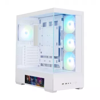 Zalman P40 DS White Mid-Tower pc-behuizing met 4x 140mm ARGB-ventilatoren, gehard glazen paneel, mesh-frontpaneel, wit