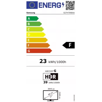 Samsung LS27H700EAUXEN 27 inch ViewFinity S7 S70H Monitor, UHD 3840x2160, 16:9, 300 cd/m², 5 ms, HDMI, USB, DP