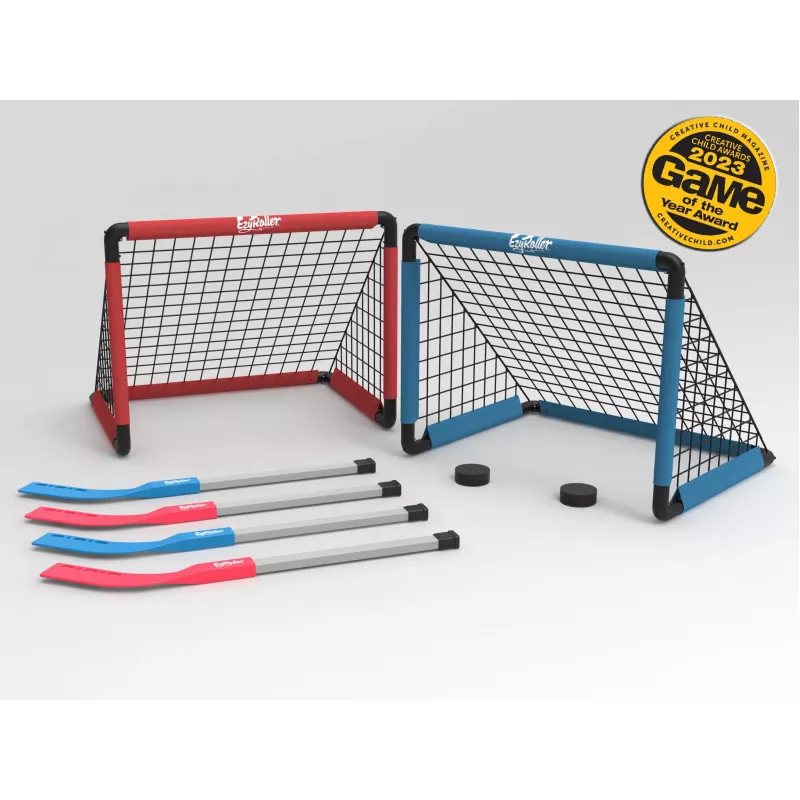 EzyRoller EZ-HOCKEY hockeyset voor 4 spelers (doelen, sticks, pucks)