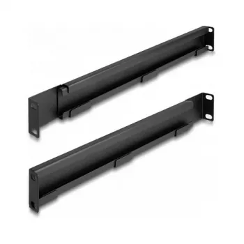 DELOCK 19 inch steunrail-set, verstelbaar 368-600 mm, voor netwerkkast 1U, zwart, 2 stuks