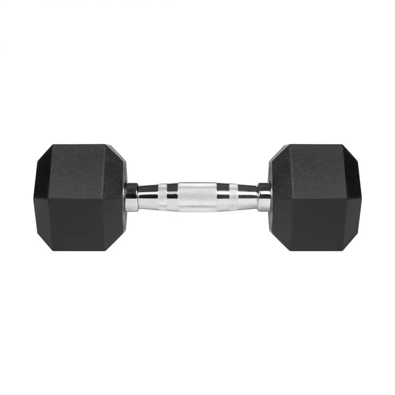 REBEL ACTIVE rubbergecoate gietijzeren dumbbells 2x5 kg