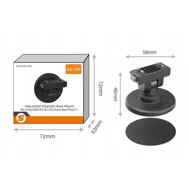 SUNNYLIFE quick release 1/4 inch houder + magneetbasis voor Insta360 X4 Air X5 Ace Pro 2 / DZ-142-D
