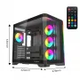 Rampage LYRON mid tower gaming-pc-behuizing, 7x ARGB PWM-ventilator, gehard glas, zwart