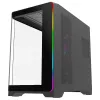 Rampage LYRON mid tower gaming-pc-behuizing, 7x ARGB PWM-ventilator, gehard glas, zwart